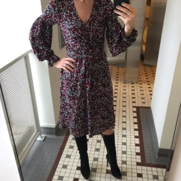 Nicholas Black Red Mini Daisy Wrap Midi Dress $595 - Picture 2 of 10